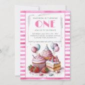 Cupcake lief Verjaardagsfeestje meisje Waterverf E Kaart (Voorkant)