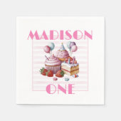 Cupcake lief Verjaardagsfeestje meisje Waterverf E Servet (Voorkant)