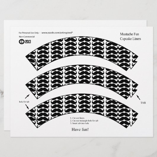 Cupcake Liners - Mustache Fun (Voorkant / Achterkant)