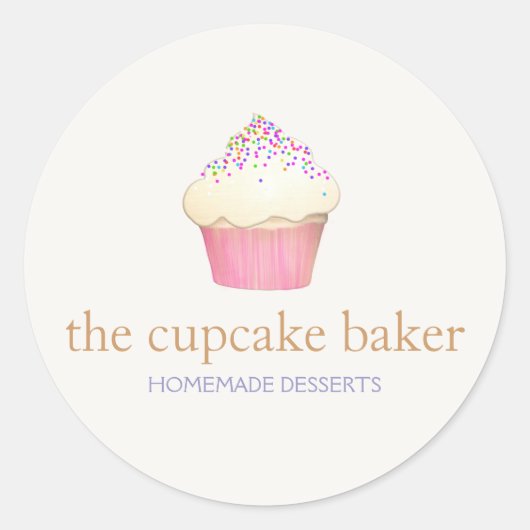 Cupcake Logo Bakery Chef Catering Ronde Sticker (Voorkant)