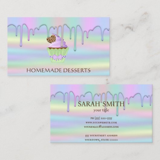 Cupcake Logo Bakkerij Chef, schattig Visitekaartje (Voorkant / Achterkant)