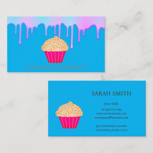 Cupcake Logo Bakkerij Chef, schattig Visitekaartje (Voorkant / Achterkant)