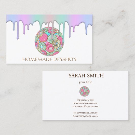 Cupcake Logo Bakkerij Chef, schattig Visitekaartje (Voorkant / Achterkant)