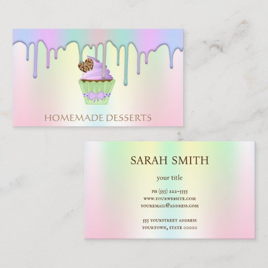 Cupcake Logo Bakkerij Chef, schattig Visitekaartje (Voorkant / Achterkant)