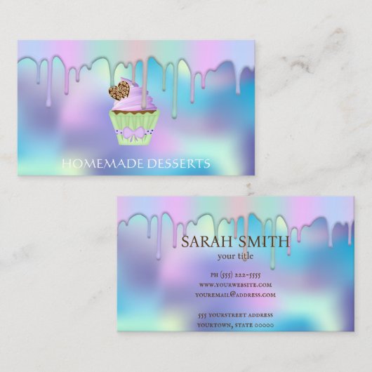 Cupcake Logo Bakkerij Chef, schattig Visitekaartje (Voorkant / Achterkant)