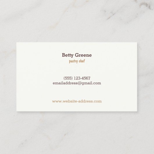 Cupcake Logo Bakkerij Gebak Chef Catering Visitekaartje (Achterkant)