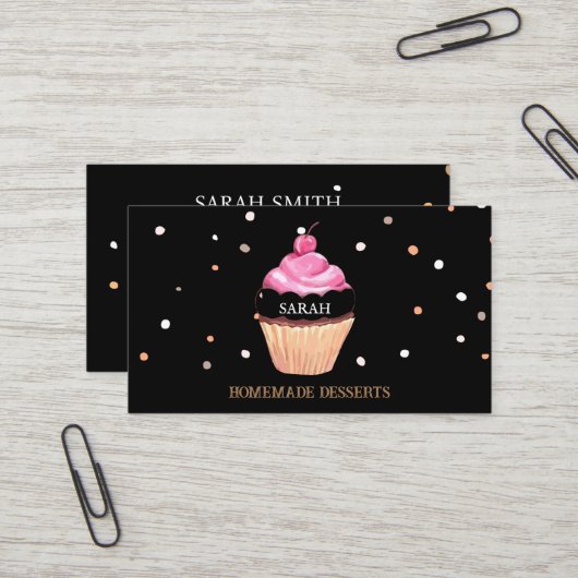 Cupcake-Logo bakkerij-kaas, schattig Visitekaartje (Voorkant / Achterkant in situ)