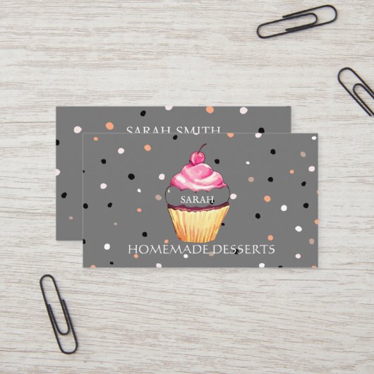 Cupcake-Logo bakkerij-kaas, schattig Visitekaartje (Voorkant / Achterkant in situ)