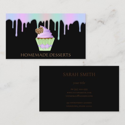 Cupcake-Logo bakkerij-kaas, schattig Visitekaartje (Voorkant / Achterkant)