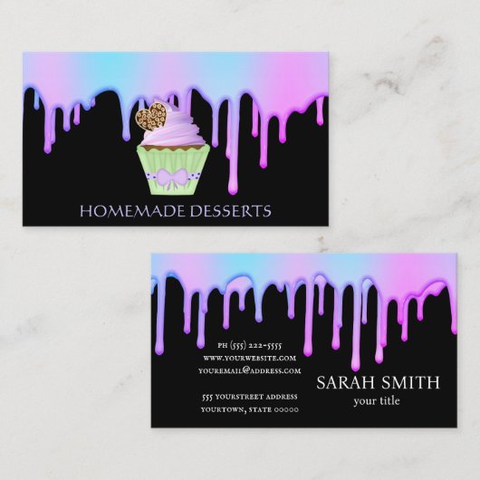 Cupcake-Logo bakkerij-kaas, schattig Visitekaartje (Voorkant / Achterkant)