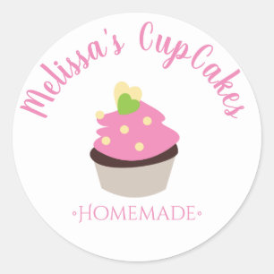 CupCake Logo Gardeer Zelfgemaakte Bakkerij Krijtbo Ronde Sticker