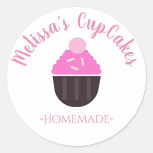 Cupcake Logo Sprinkles Homemade Bakery Ronde Sticker