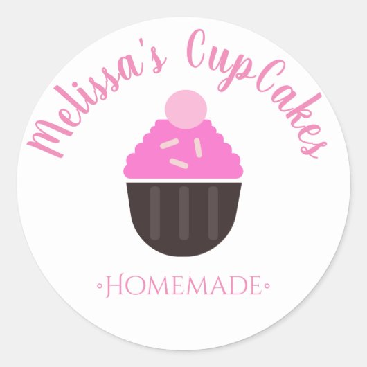 Cupcake Logo Sprinkles Homemade Bakery Ronde Sticker (Voorkant)