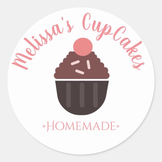 Cupcake Logo Strooisel Thuisbakkery Ronde Sticker (Voorkant)