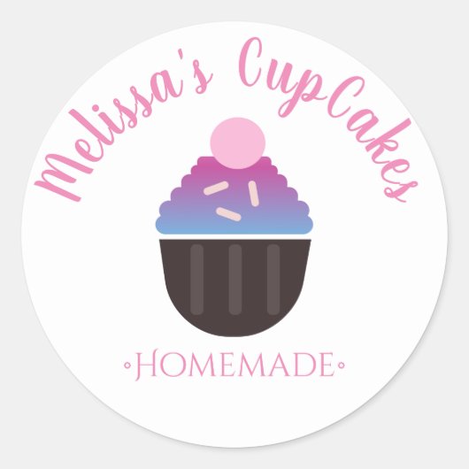 Cupcake Logo Strooisel Thuisbakkery Ronde Sticker (Voorkant)