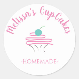 CupCake Logo Whisk zelfgemaakte bakkerij Ronde Sticker