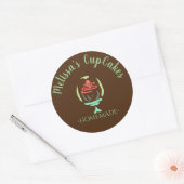 Cupcake-Logo-zwirllakstandaard Homemade bakkerij Ronde Sticker (Envelop)