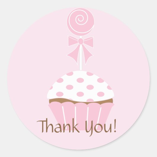 Cupcake Lollipop Happy Birthday Bedankt Sticker (Voorkant)