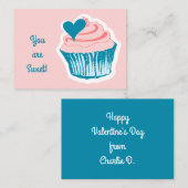 Cupcake Love aangepaste klaslokaal Valentijns Notitiekaartje (Voorkant / Achterkant)