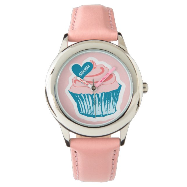 Cupcake Love aangepaste naam horloges (Voorkant)