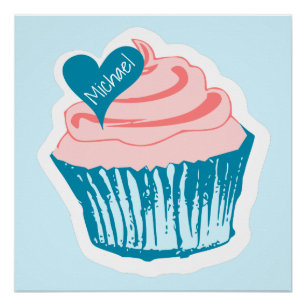 Cupcake Love aangepaste naam poster