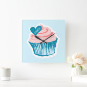 Cupcake Love aangepaste naam wandklok (Huis)