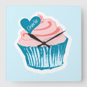 Cupcake Love aangepaste naam wandklok