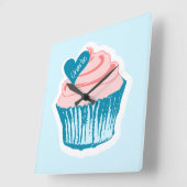 Cupcake Love aangepaste naam wandklok (Hoek)