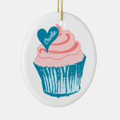 Cupcake Love aangepaste naamsiernamen Keramisch Ornament (Rechts)
