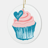 Cupcake Love aangepaste naamsiernamen Keramisch Ornament (Links)