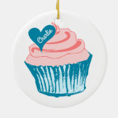 Cupcake Love aangepaste naamsiernamen Keramisch Ornament (Achterkant)