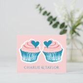 Cupcake Love aangepaste namen paar's briefkaart (Staand voorkant)