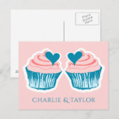 Cupcake Love aangepaste namen paar's briefkaart (Voorkant / Achterkant)