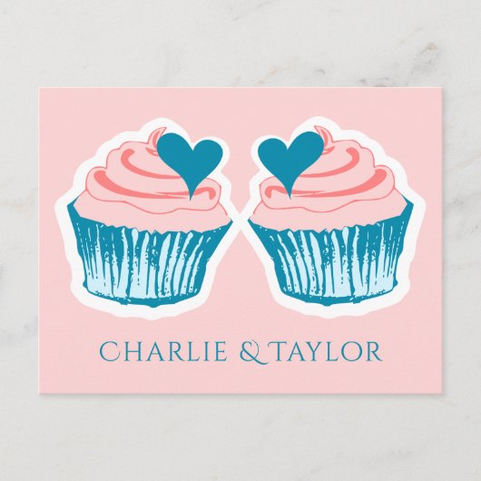 Cupcake Love aangepaste namen paar's briefkaart (Voorkant)
