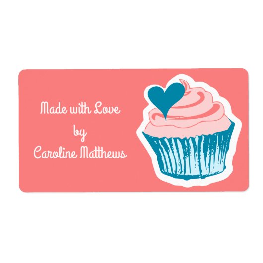 Cupcake Love aangepaste tekstlabels Etiket (Voorkant)