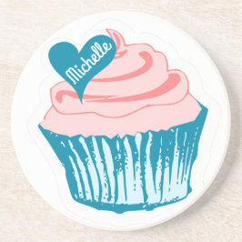 Cupcake Love custom name sandstone onderzetter