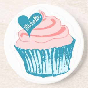 Cupcake Love custom name sandstone onderzetter