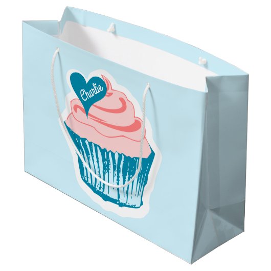 Cupcake Love custom text gift Large Cadeautasje (Achterkant Gekanteld)