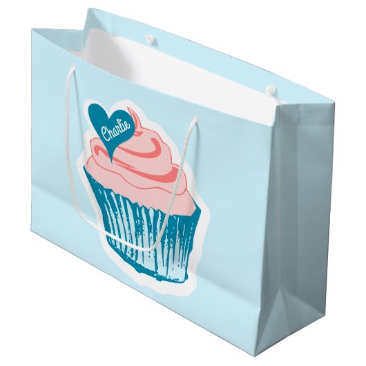 Cupcake Love custom text gift Large Cadeautasje (Voorkant Gekanteld)