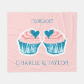 Cupcake Love custom text koppels fleece deken (Voorkant (Horizontaal))
