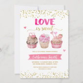 Cupcake Love is Sweet Bridal Shower Invitation Kaart (Voorkant)