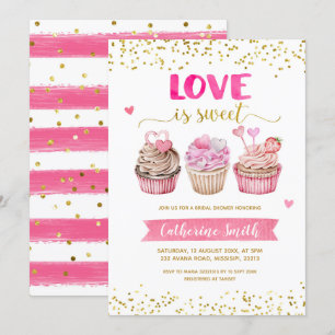 Cupcake Love is Sweet Bridal Shower Invitation Kaart