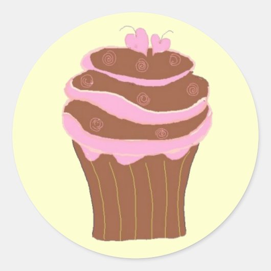 Cupcake Love Ronde Sticker (Voorkant)