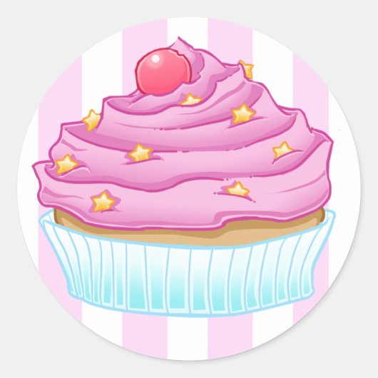 Cupcake Love Ronde Sticker (Voorkant)