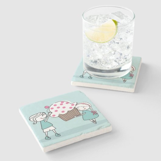 Cupcake Love Stenen Onderzetter (Zijkant)