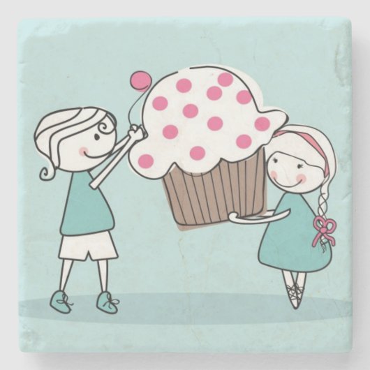 Cupcake Love Stenen Onderzetter (Voorkant)
