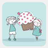 Cupcake Love Vierkante Sticker (Voorkant)