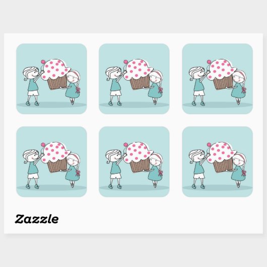 Cupcake Love Vierkante Sticker (Vel)