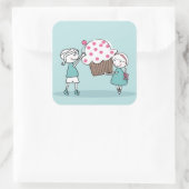 Cupcake Love Vierkante Sticker (Tas)