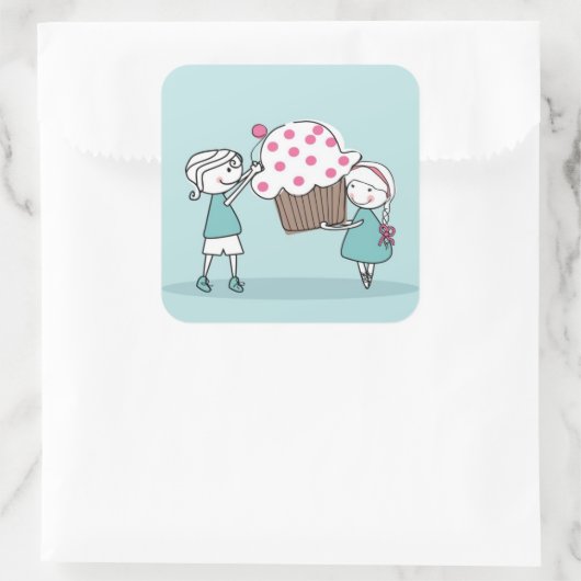 Cupcake Love Vierkante Sticker (Tas)